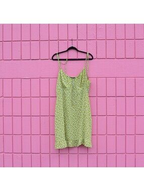 #148 3X Hesperus Bright Green Floral Spring Dress Groovy